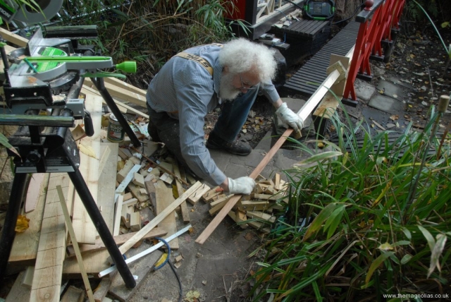 taking steamed wood from box - 15th Aug