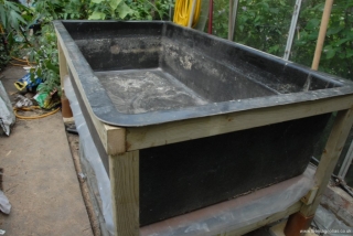 Fibreglass tank in place